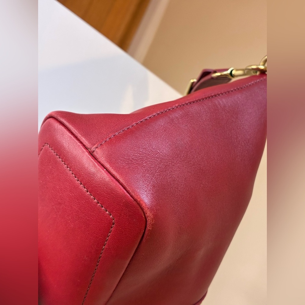Coach Vintage Red Leather Shoulder Bag Y2K - Picture 7 of 15